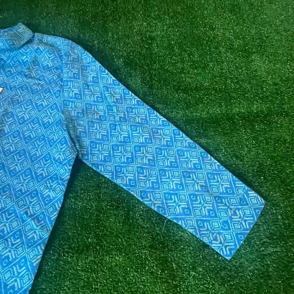 Mac Dougal & Houston Button-Up 3/4 Sleeve Tie Front Linen Blend Blue Shirt L NEW - Picture 10 of 13